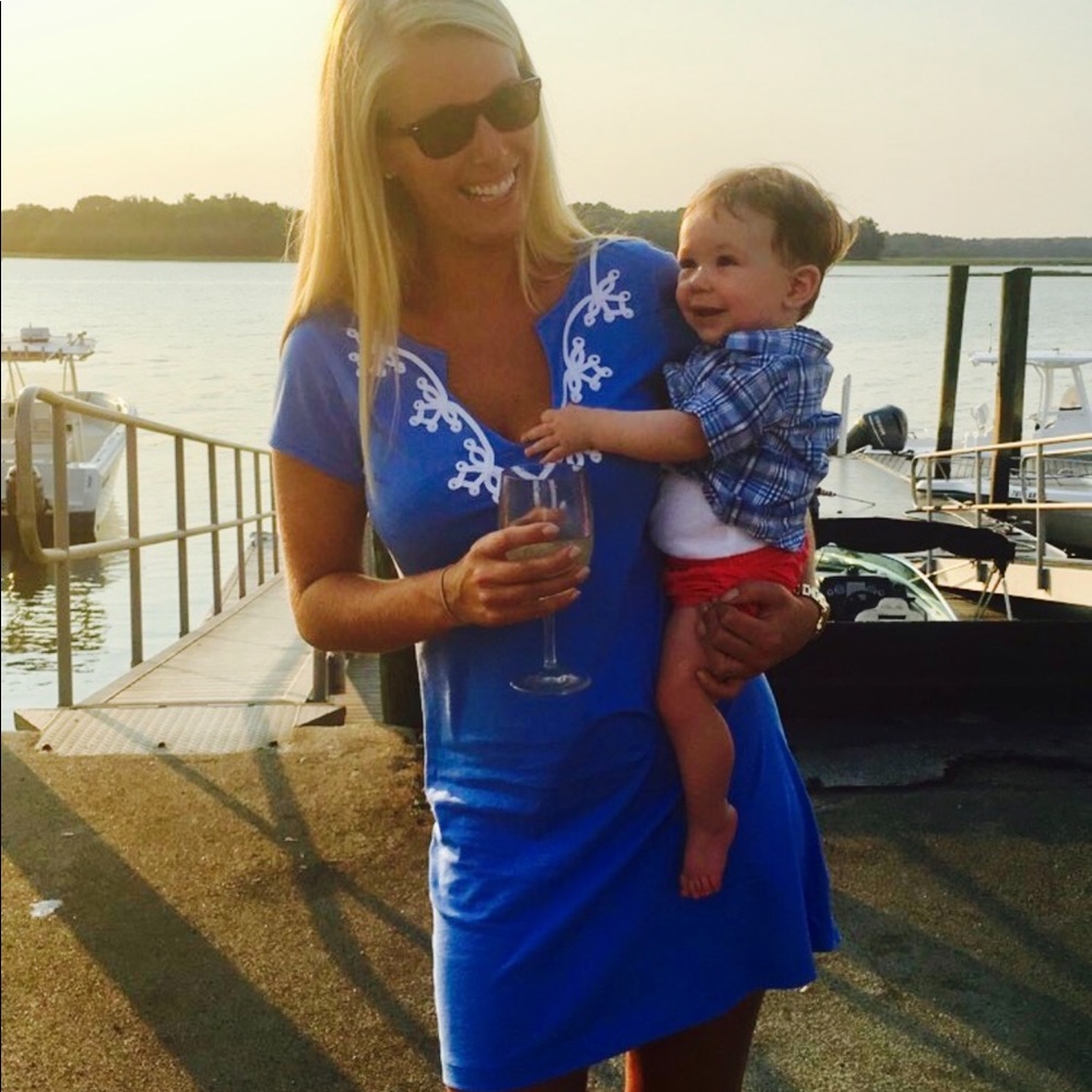 Lilly Pulitzer Blue Dress with White Embroidery